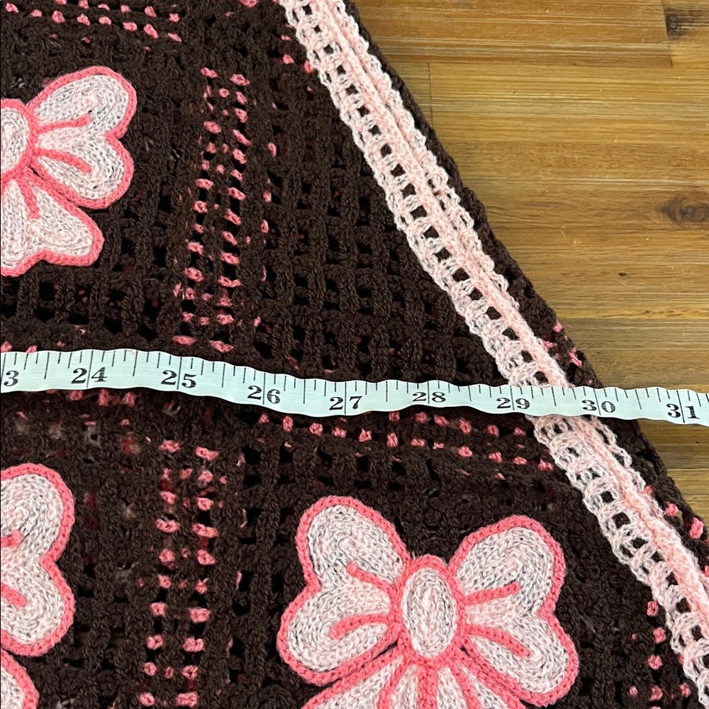 House of Harlow Pink Bow Crochet Poncho Free Size Coquette - Picture 7 of 8